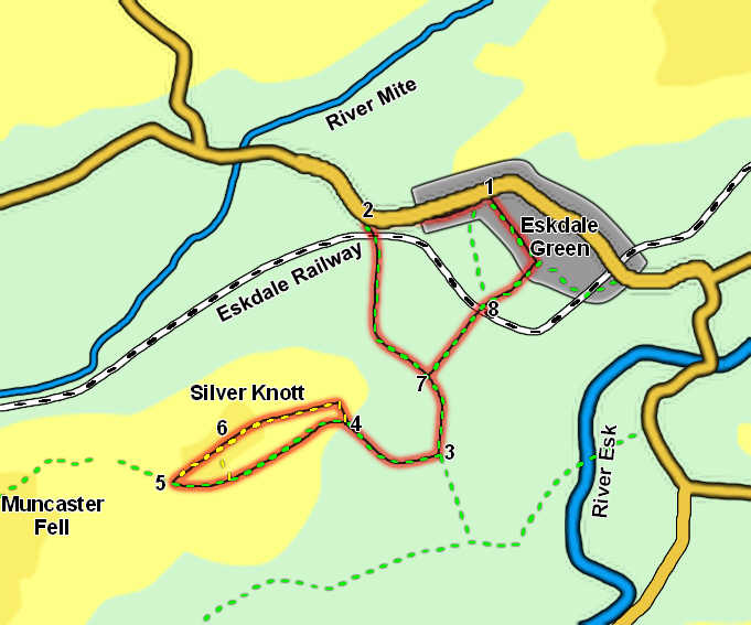 Map: Muncaster Fell from Eskdale Green
