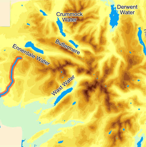 Map showing River Calder 