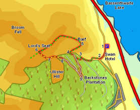 Map for Ascent of Barf and Lord's Seat 