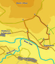 Map for walk east of Middleton-in-Teesdale