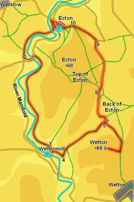 Map: Ecton and the Manifold Valley 