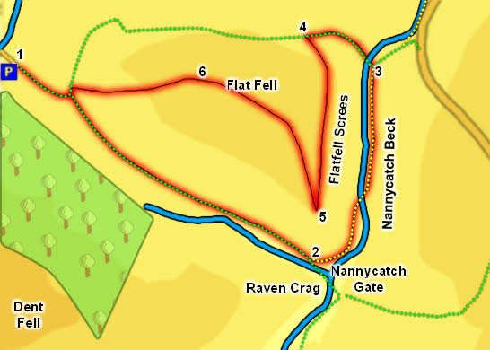Map: Nannycatch and Flat Fell 