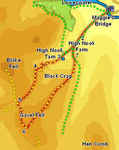 Map for our ascent of Gavel Fell from Loweswater