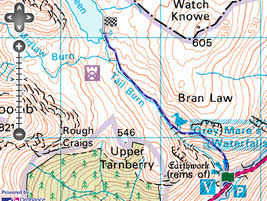 Map for walk to Grey Mare's Tail