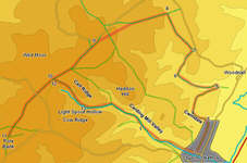 Map for walk on the northern Long Mynd
