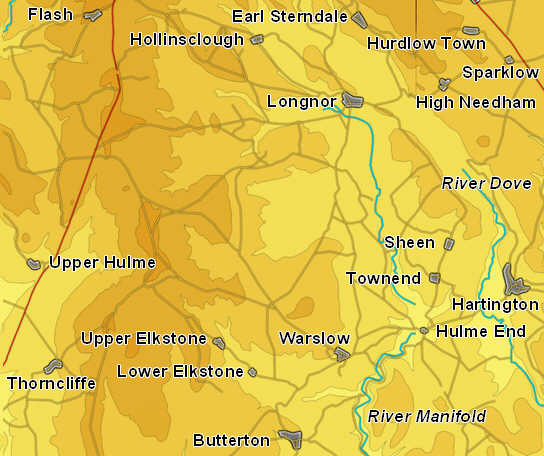 Peaks Map: Hartington and River Manifold 