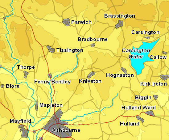 Peaks Map:Ashbourne and Carsington Water 