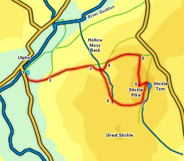 Map for Stickle Pike from Ulpha