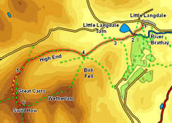 Map for Swirl How from Little Langdale
