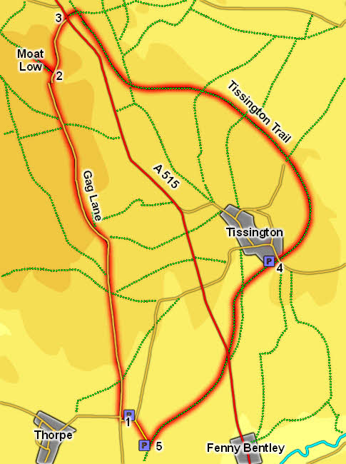 Map: Tissington and the Tissington Trail 