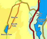 Map for Beacon and Blawith Fells 
