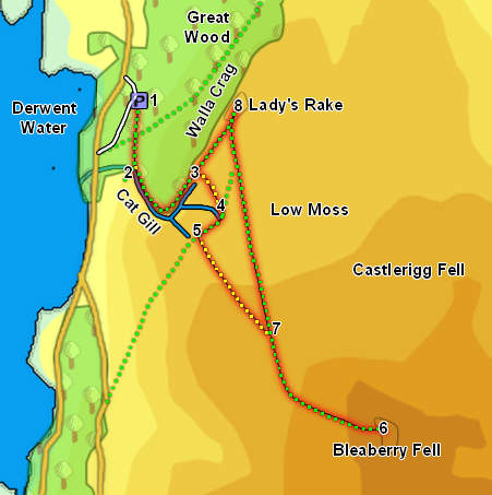 Map: Bleaberry Fell from Great Wood 