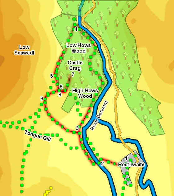 Map: Ascent and Circuit of Castle Crag 