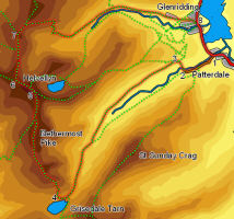 Map for walk up Helvellyn