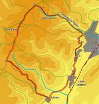 Map for walk on Long Mynd