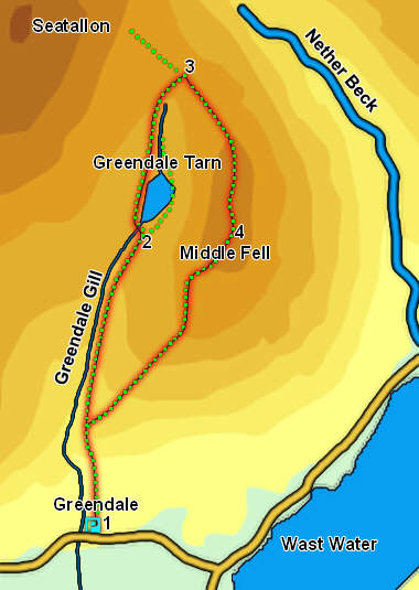 Map: Middle Fell from Greendale