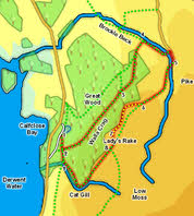 Map for Walla Crag and Great Wood