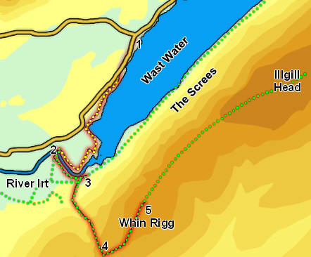 Map for walk up Whin Rigg