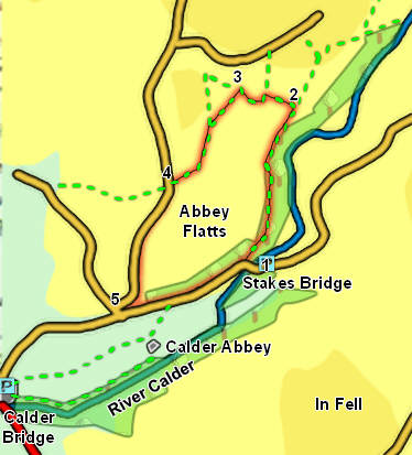 Map for walk around Abbey Flatts