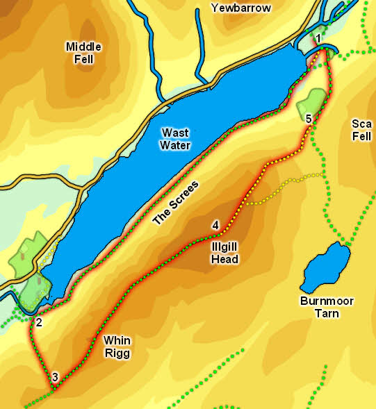 Map: Wast Water Screes and Illgill Head