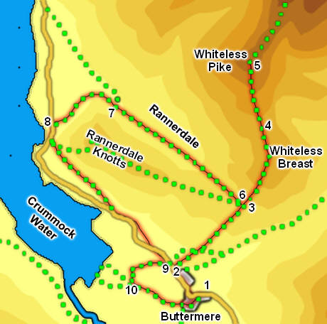 Map for walk up Whiteless Pike