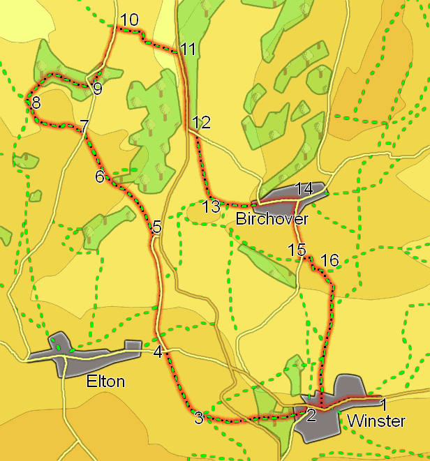 Map for walk from Wintser